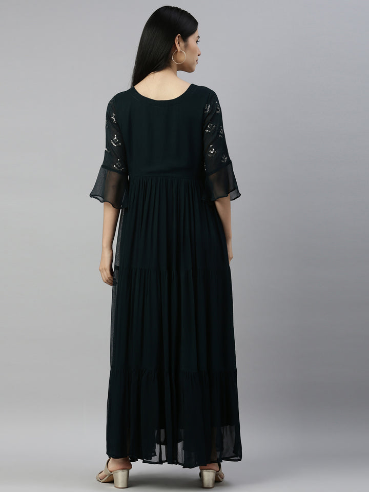 Neerus B Green Color Chiffon Fabric Kurta