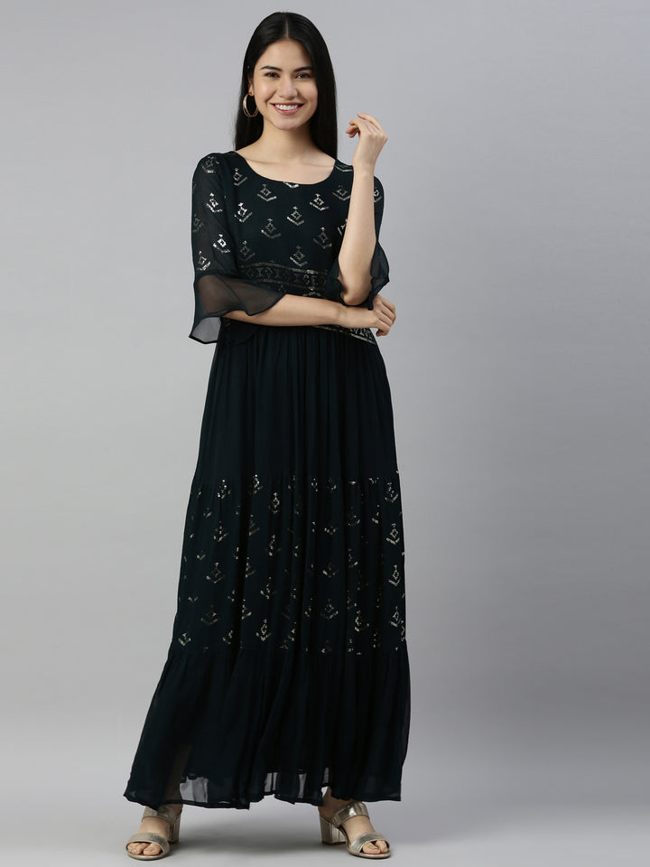 Neerus B Green Color Chiffon Fabric Kurta