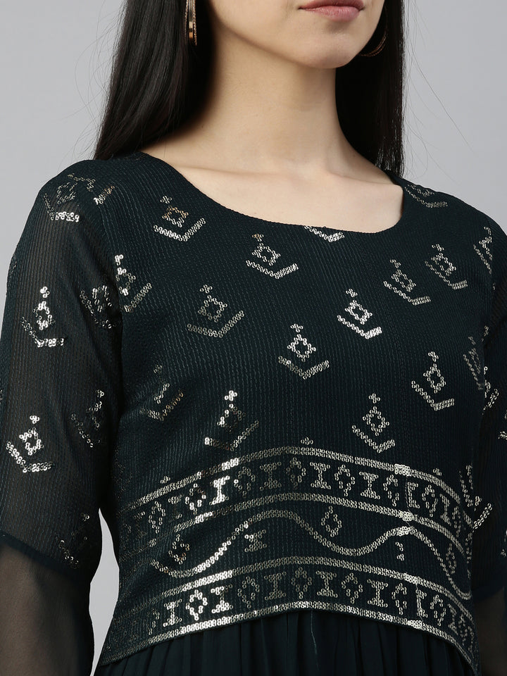 Neerus B Green Color Chiffon Fabric Kurta