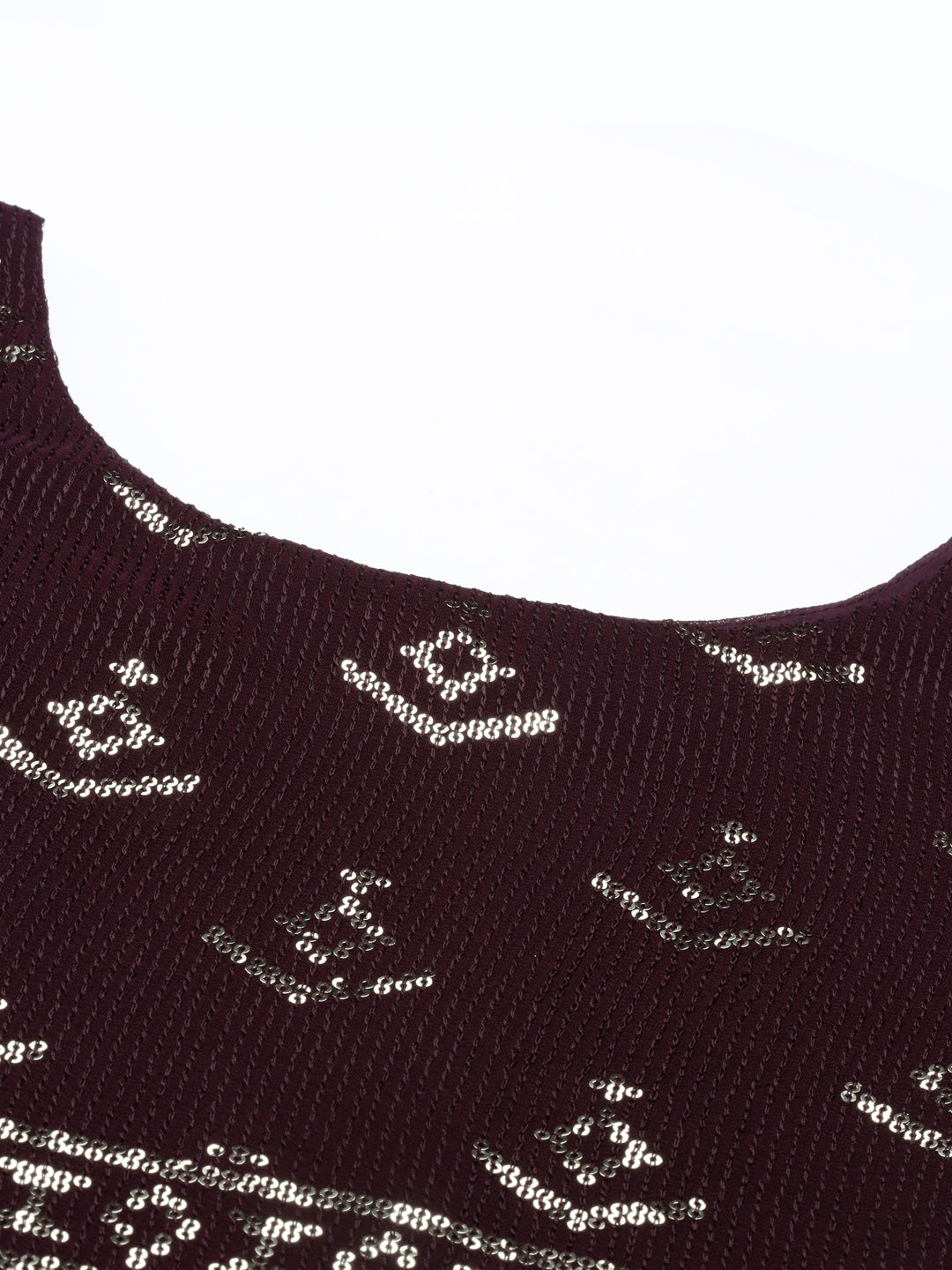 Neerus Maroon chiffon kurta - back view