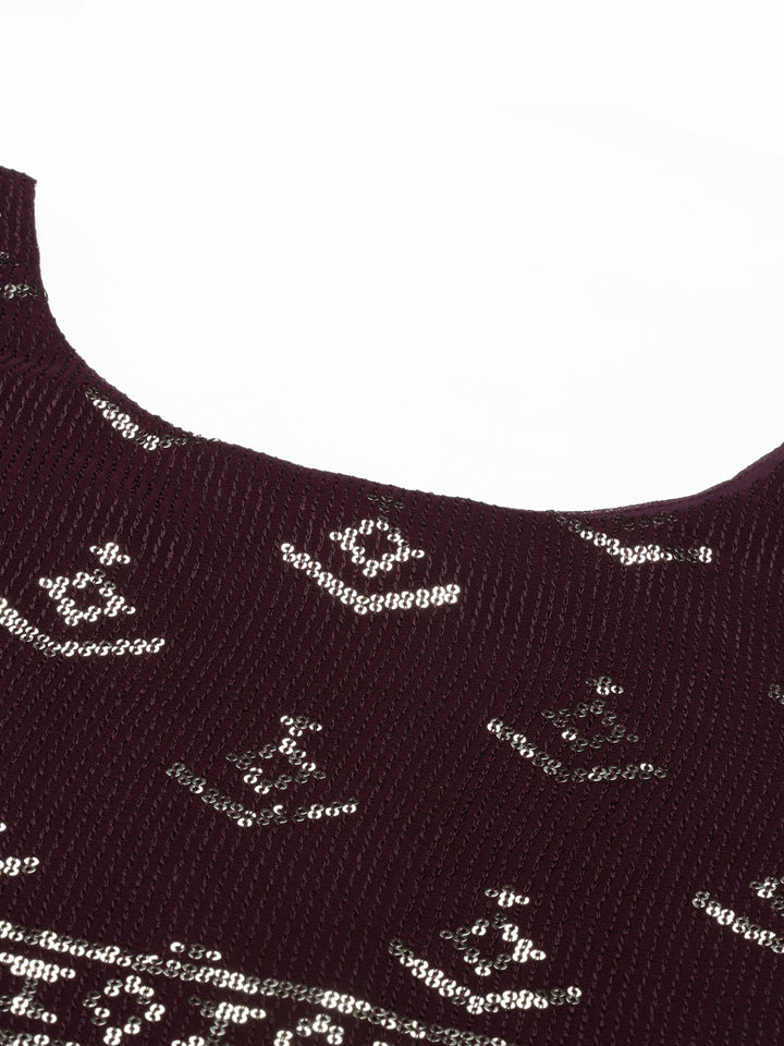 Neerus Maroon chiffon kurta - back view