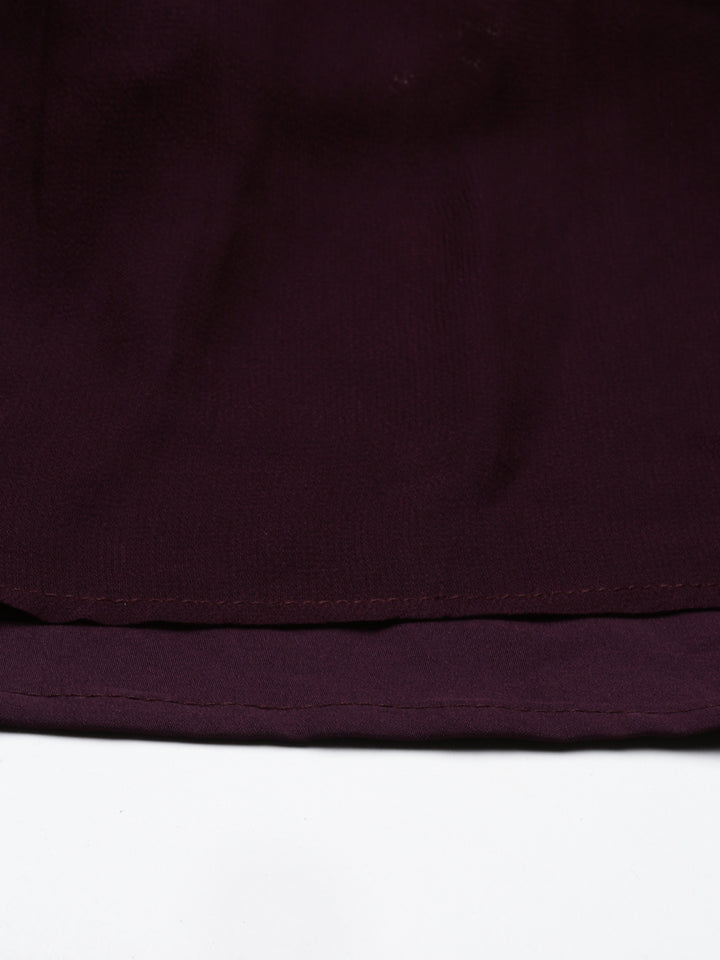Neerus Maroon chiffon kurta - detail view 5