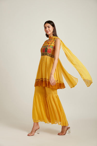 Neeru's Mustard Color Georgette Fabric Salwar Kameez
