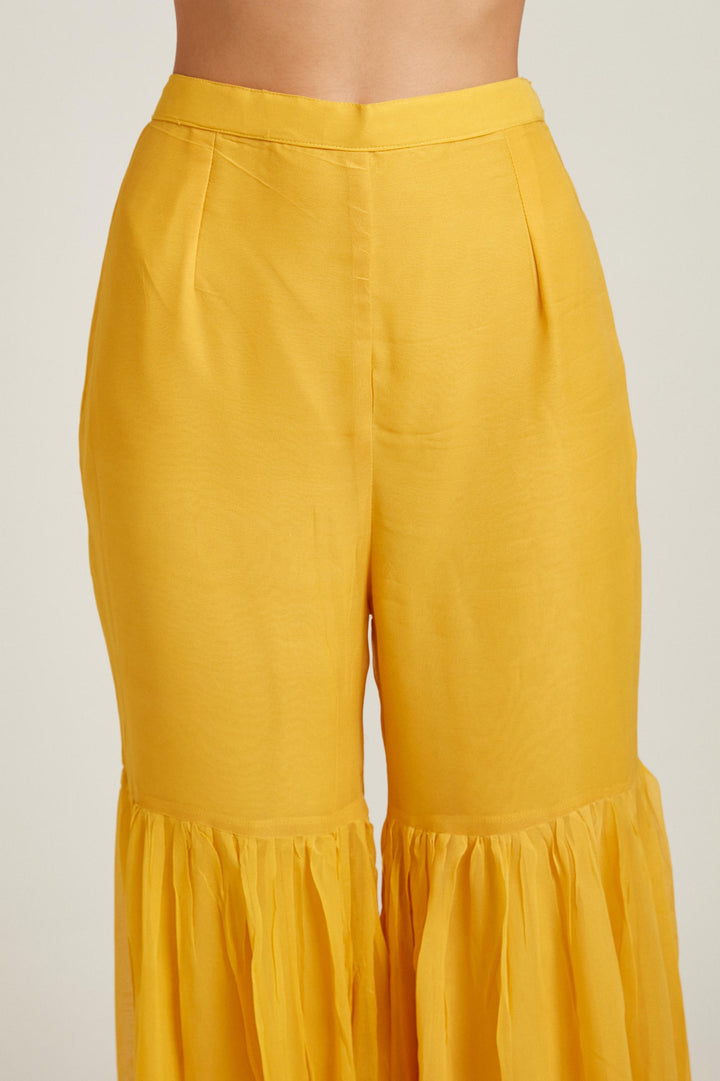Neerus Yellow georgette printed kurta set - detail view 2