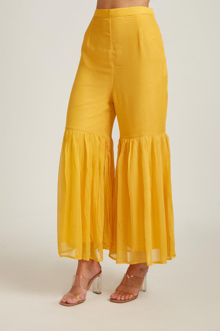 Neerus Yellow georgette printed kurta set - detail view 3