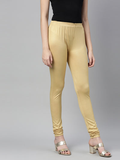 Neeru's Gold Color Shimmer Fabric Leggings