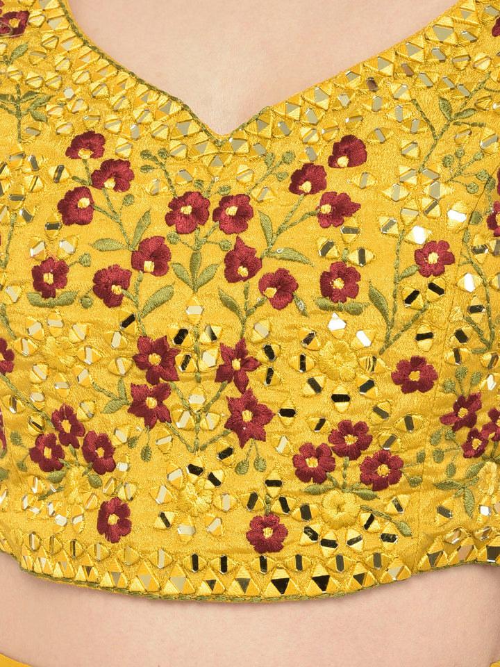 Neerus Mustard Color Silk Fabric Ghagra Set