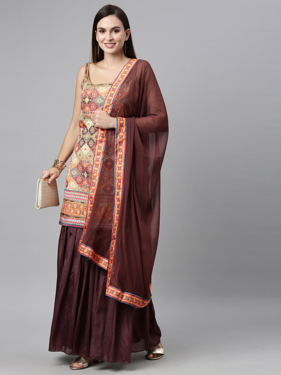 Neeru'S BEIGE color, Jute Silk fabric Kurta Sets With Dupatta