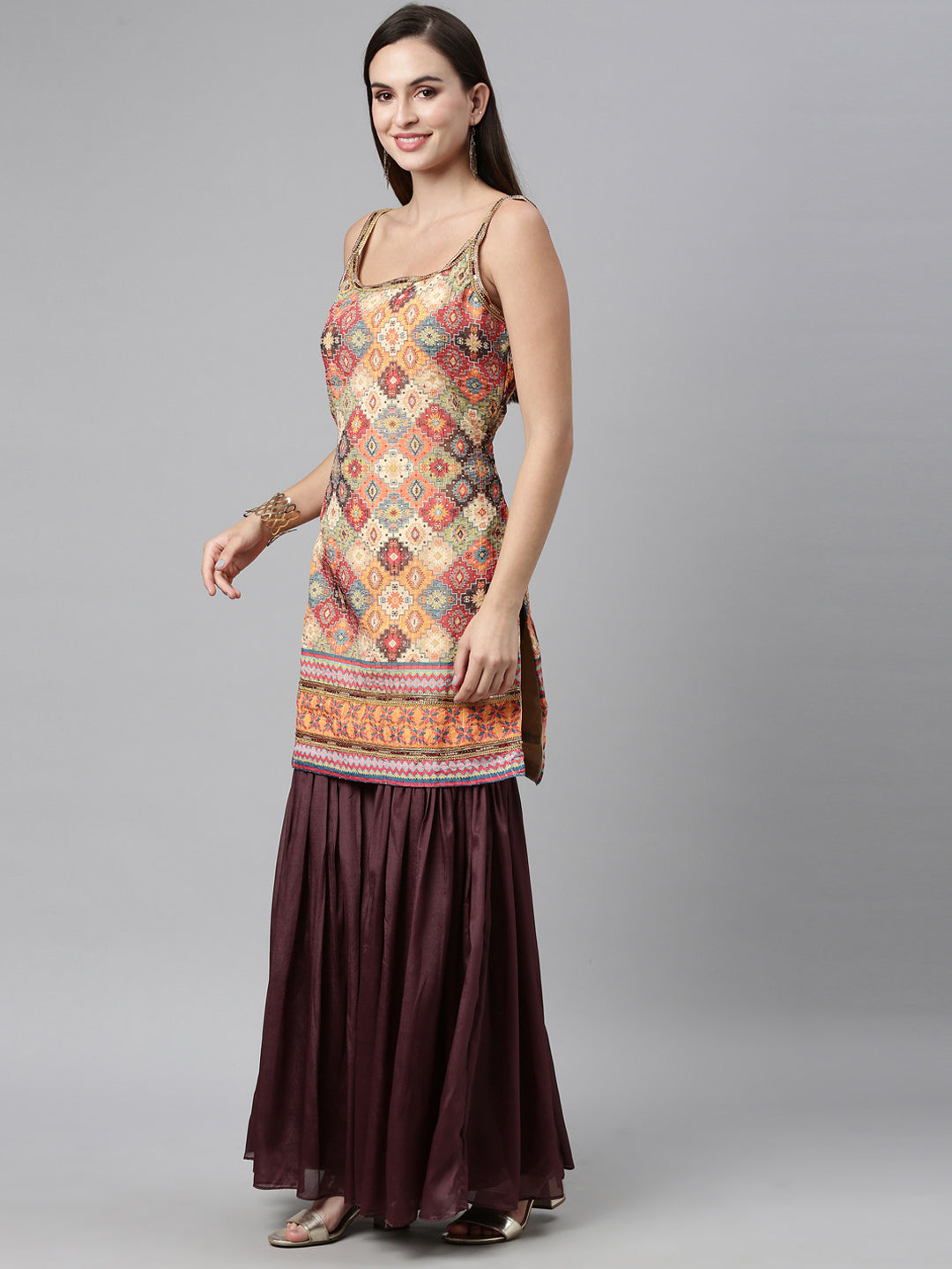 Neeru'S BEIGE color, Jute Silk fabric Kurta Sets With Dupatta