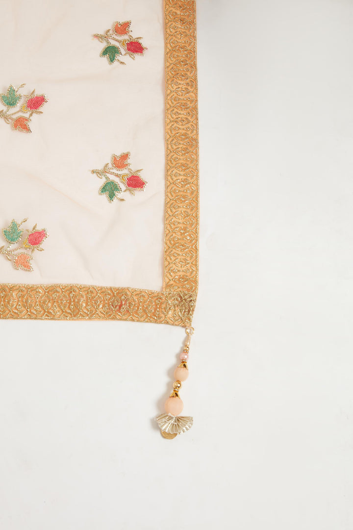 Neerus Orange georgette embellished lehenga ghagra set - detail view 1