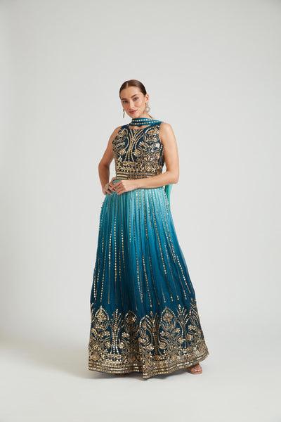 Neeru's Rama Color Georgette Fabric Gown