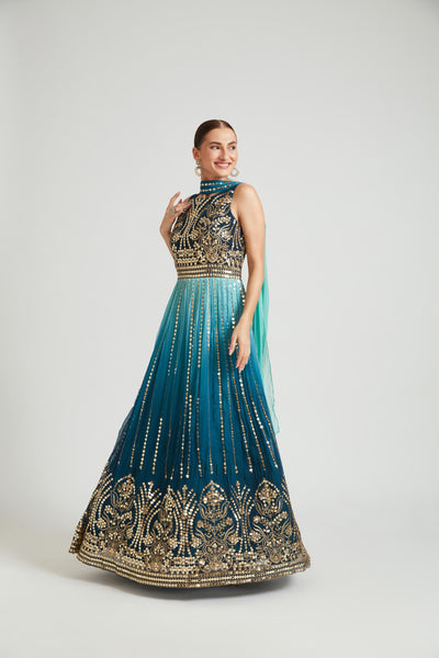 Neeru's Rama Color Georgette Fabric Gown