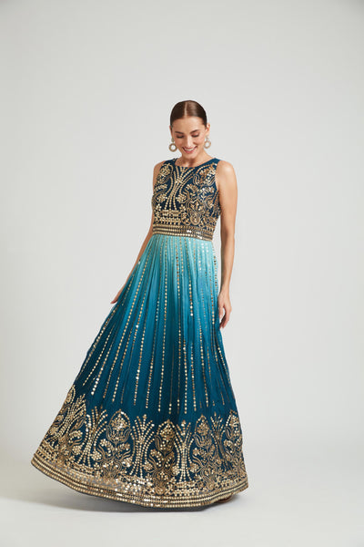 Neeru's Rama Color Georgette Fabric Gown