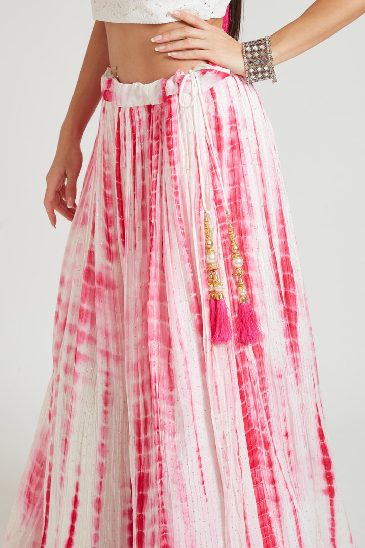 Neerus Pink Georgette Embellished Lehenga Choli Set - detail view 2