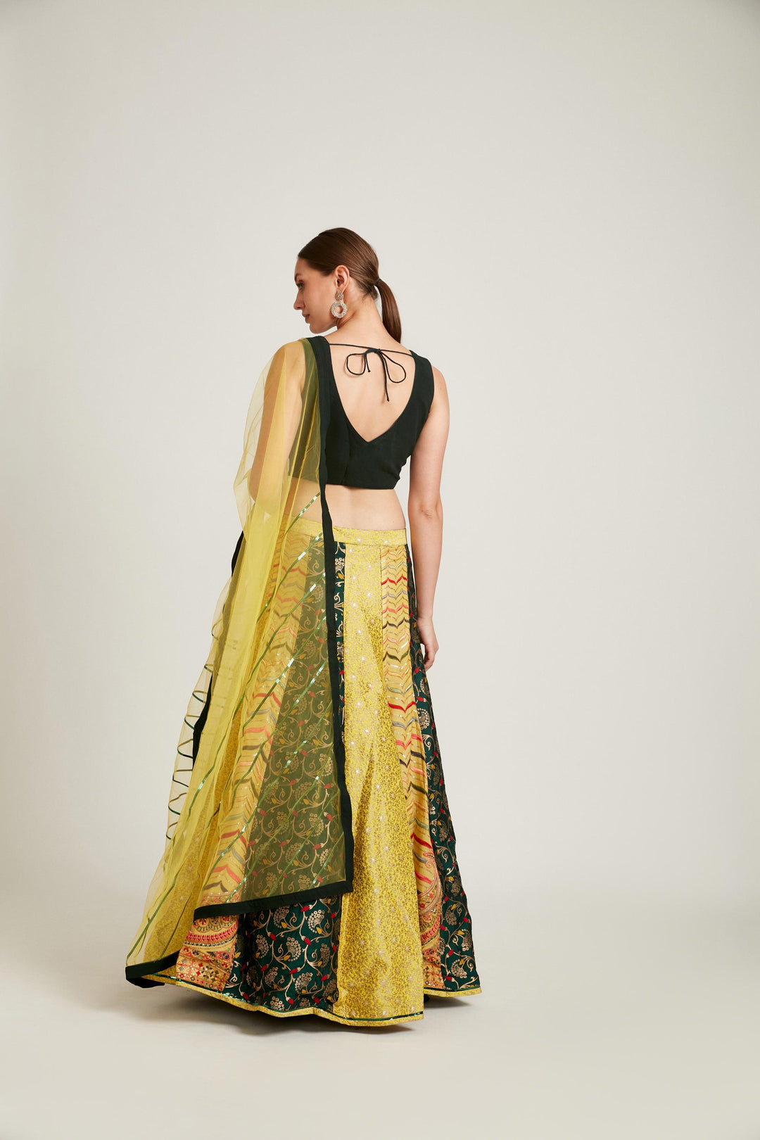 Neerus Multi silk embroidered lehenga set - detail view 2