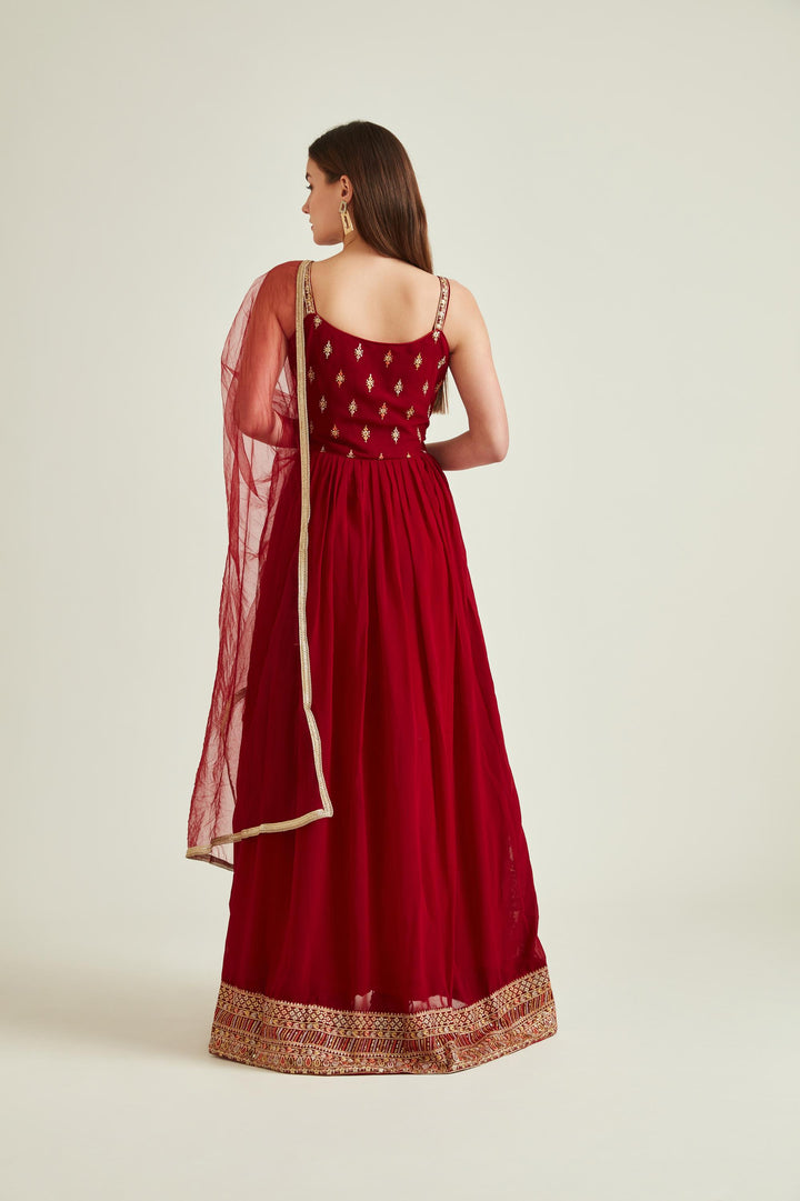 Neerus Maroon Colour Georgette Fabric Suit