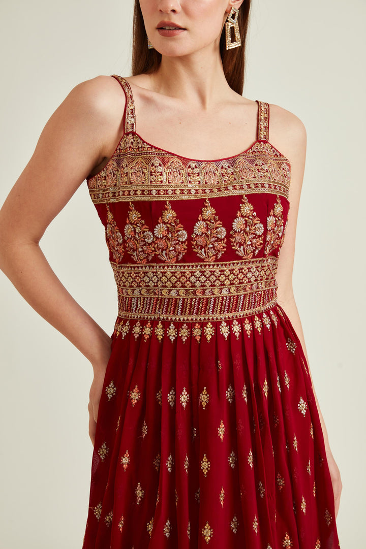 Neerus Maroon Colour Georgette Fabric Suit