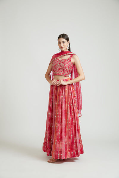 Neeru'S Rani Color Silk Fabric Lehenga Choli