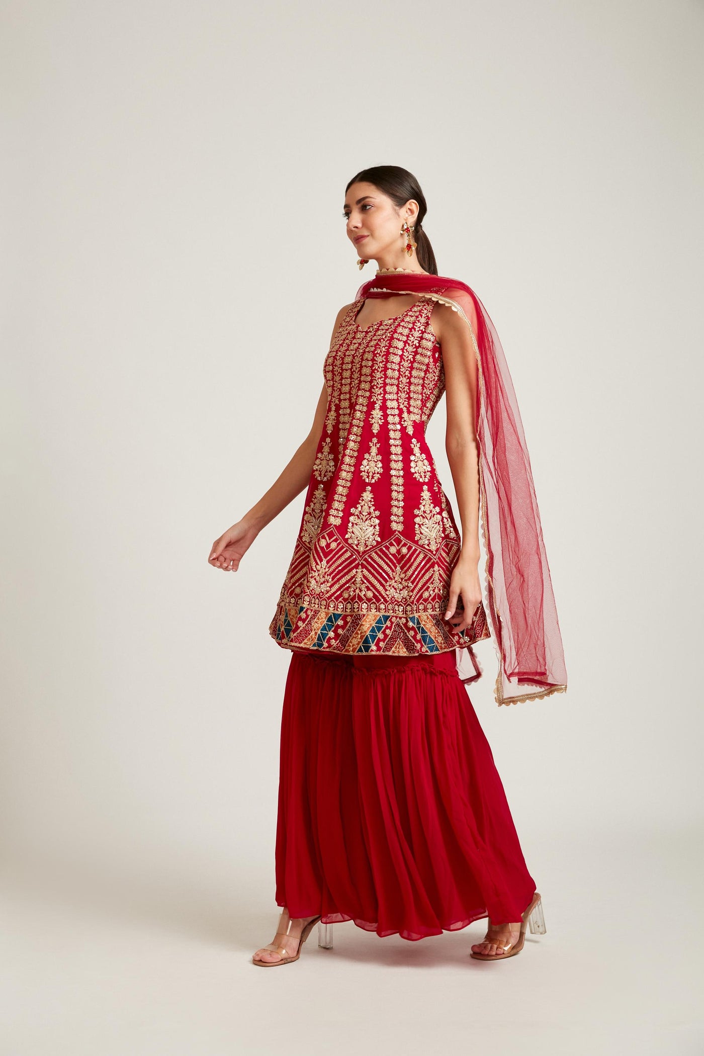 Neeru's Rani Color Georgette Fabric Salwar Kameez