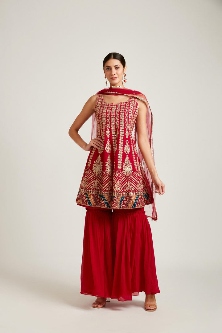 Neerus Pink georgette printed kurta set - detail view 3