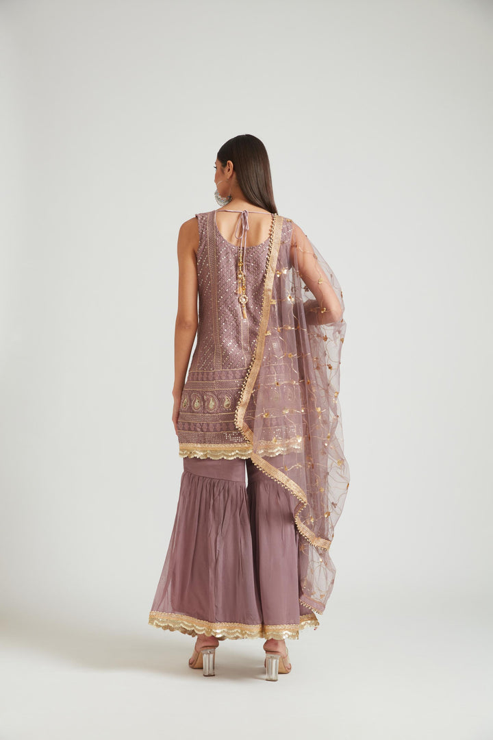 Neerus Lilac Color Georgette Fabric Kurta Set