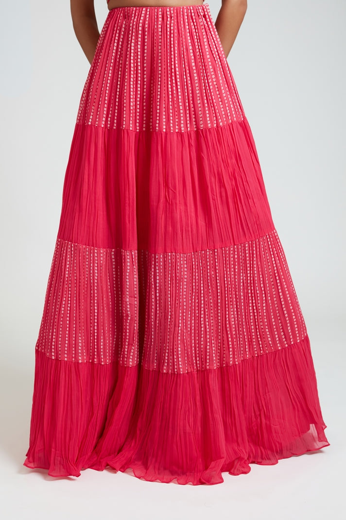 Neerus Pink Georgette Embellished Lehenga Set - detail view 2