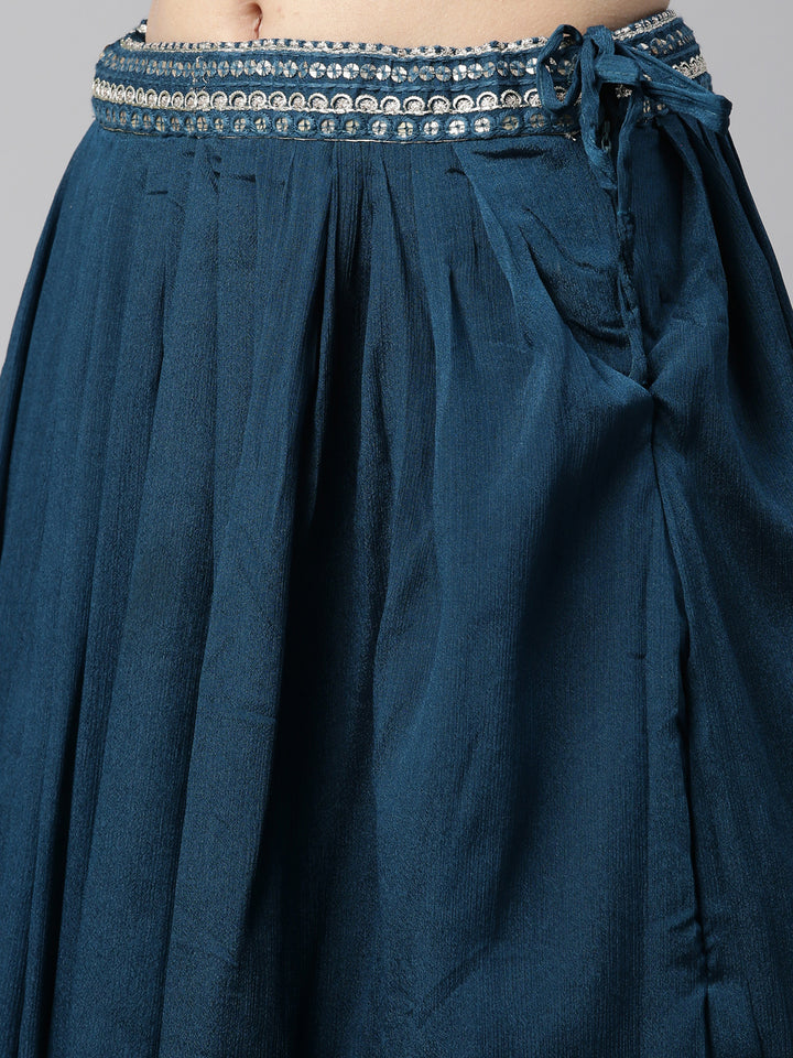 Neerus Blue georgette embellished suit set - detail view 3