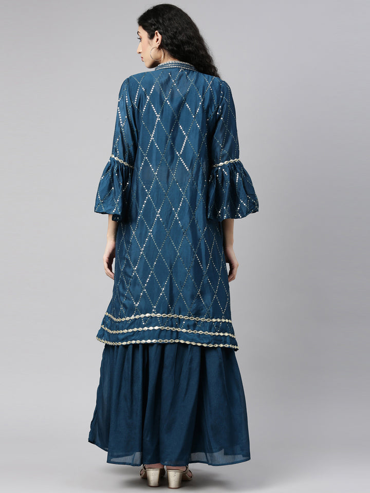Neerus Blue georgette embellished suit set - detail view 18