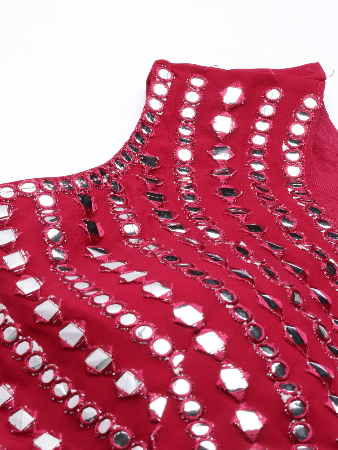 Neerus Maroon Color Georgette Fabric Suit Set