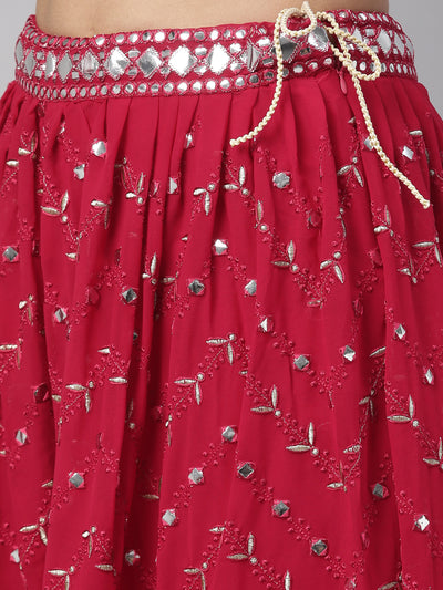 Neeru'S MAROON color, GEORGETTE fabric Suit Set