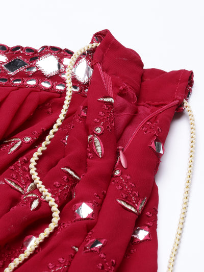 Neeru'S MAROON color, GEORGETTE fabric Suit Set