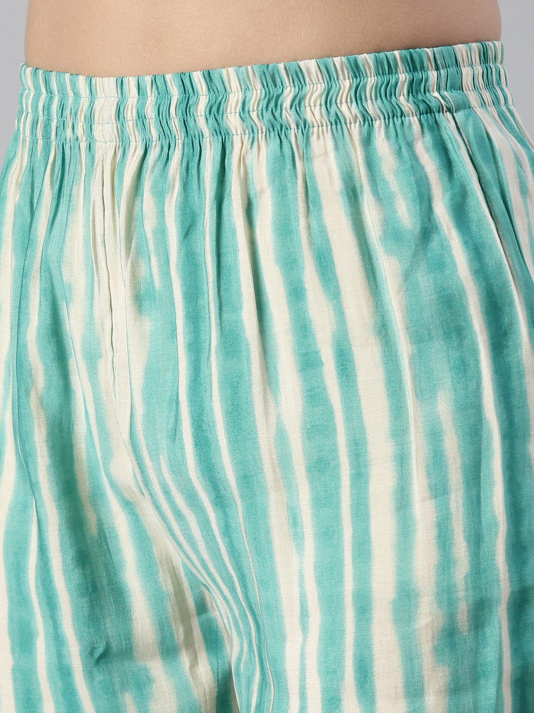 Neerus Women Sky Blue Yoke Design Calf Length Kurta And Trousers With Dupatta