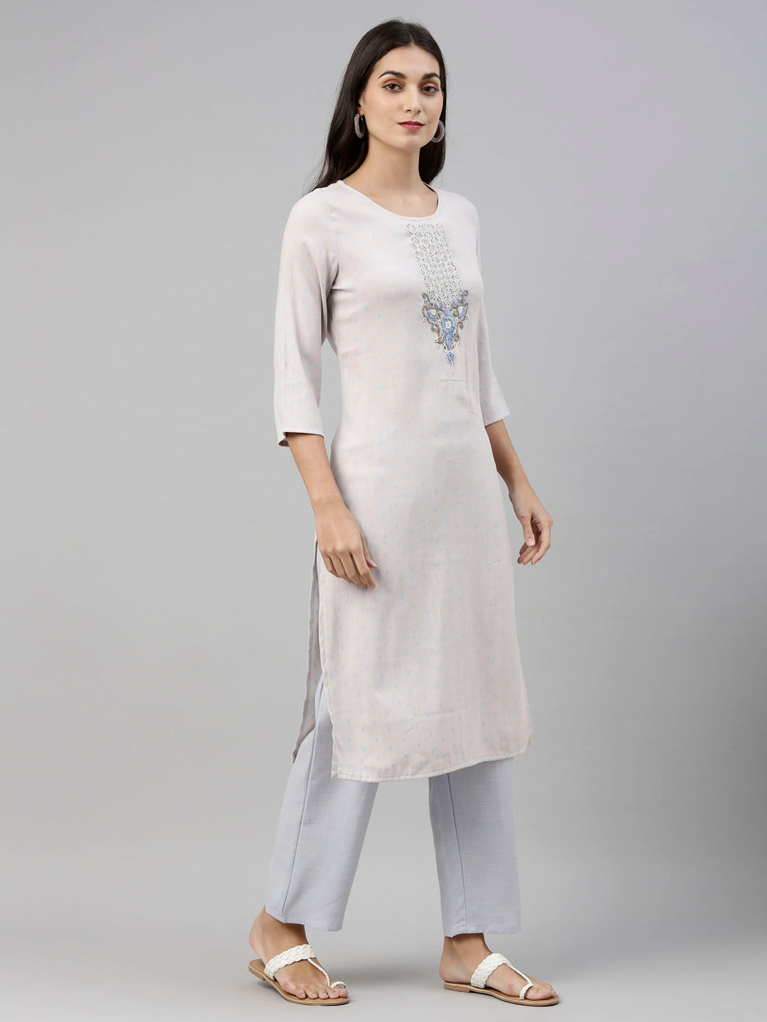 Neeru'S Grey Color, Cotton Fabric Suit-Pant