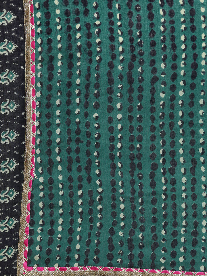 Neerus Blue cotton printed kurta set - detail view 7