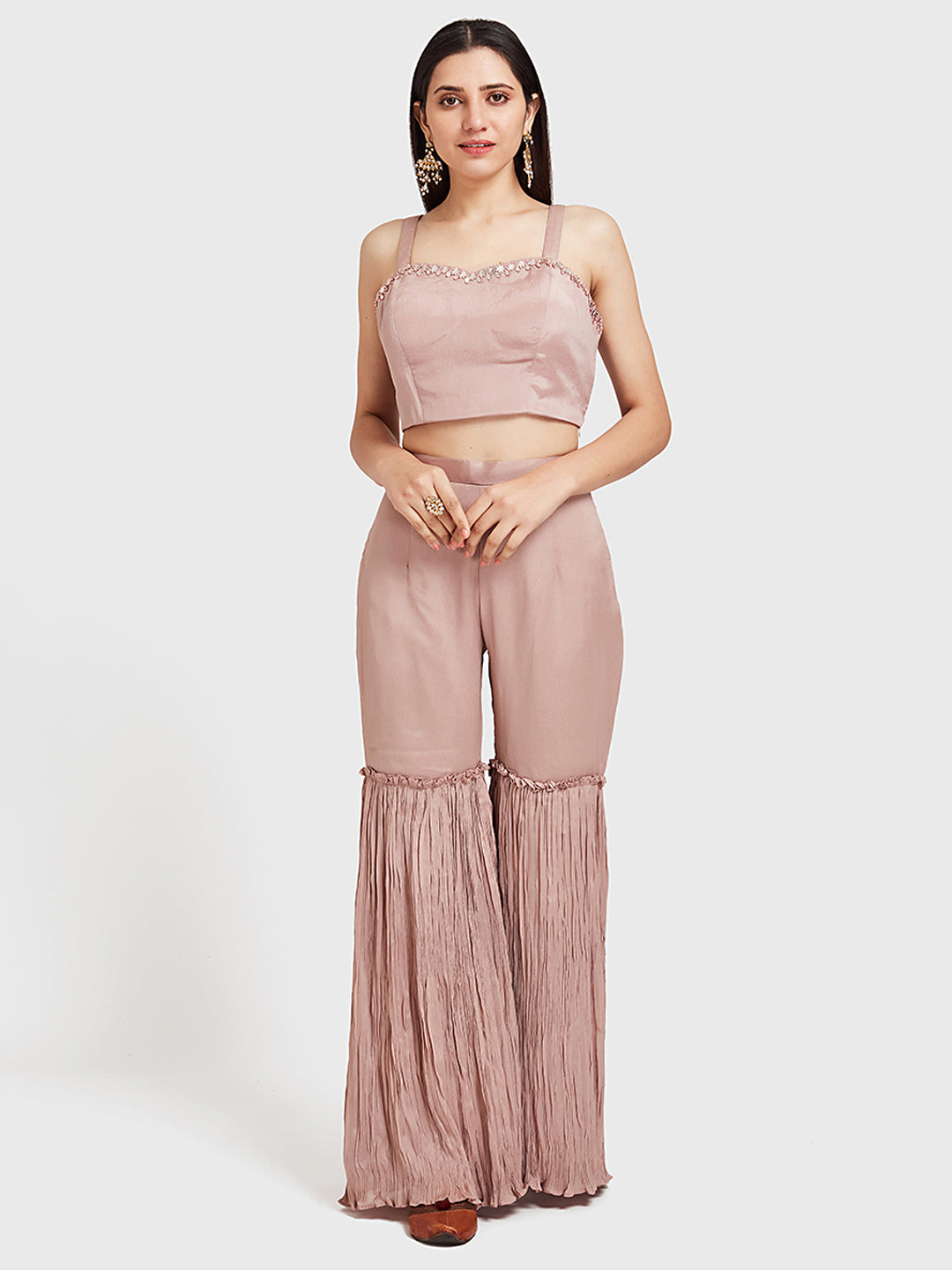 Neerus Wine Color Georgette Fabric Suit-Fusion