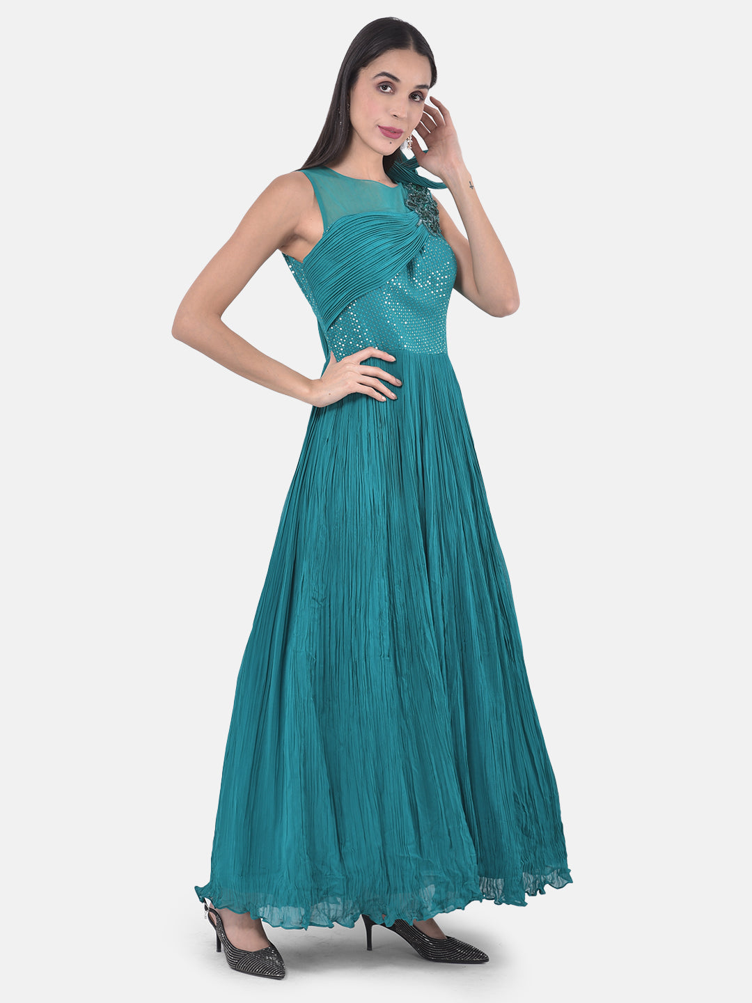 Neeru'S Rama Color Georgette Fabric Gown