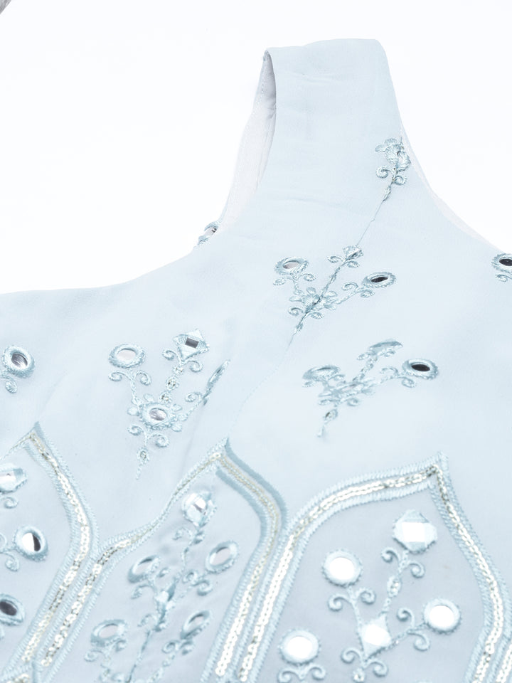 Neerus Blue Color Nett Fabric Gown