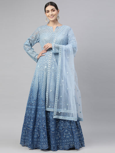 Neeru's Blue Color Nett Fabric Gown
