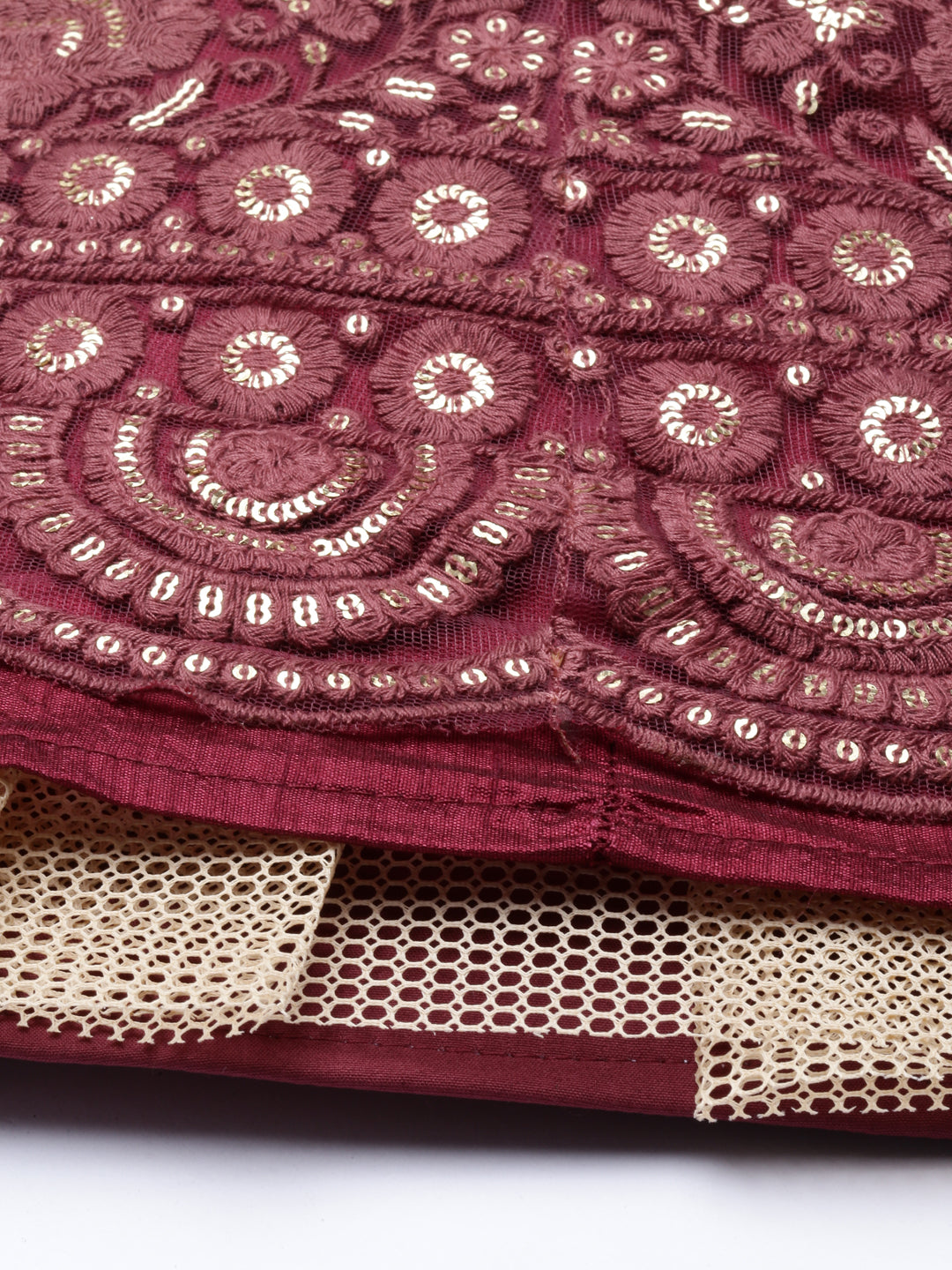 Neerus Pink net embroidered gown - detail view 17