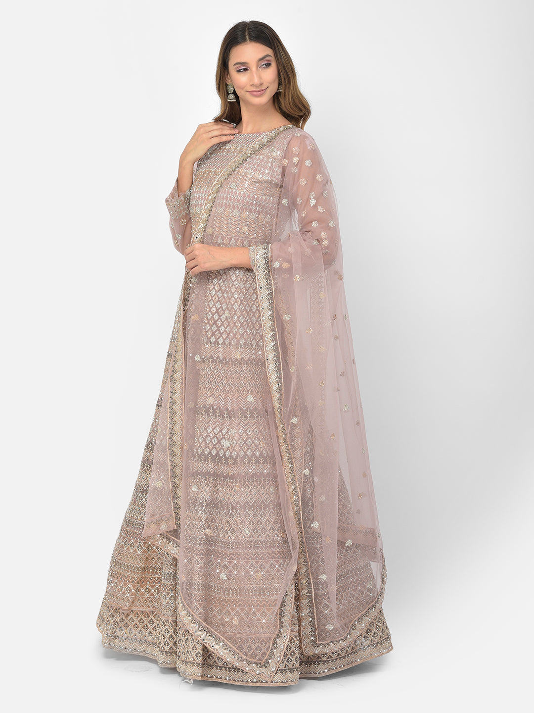 Neerus Onion Color Nett Fabric Salwar Kameez