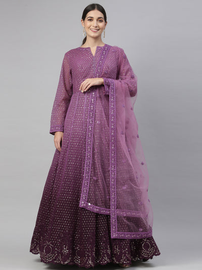 Neeru's Purple Color Nett Fabric Gown