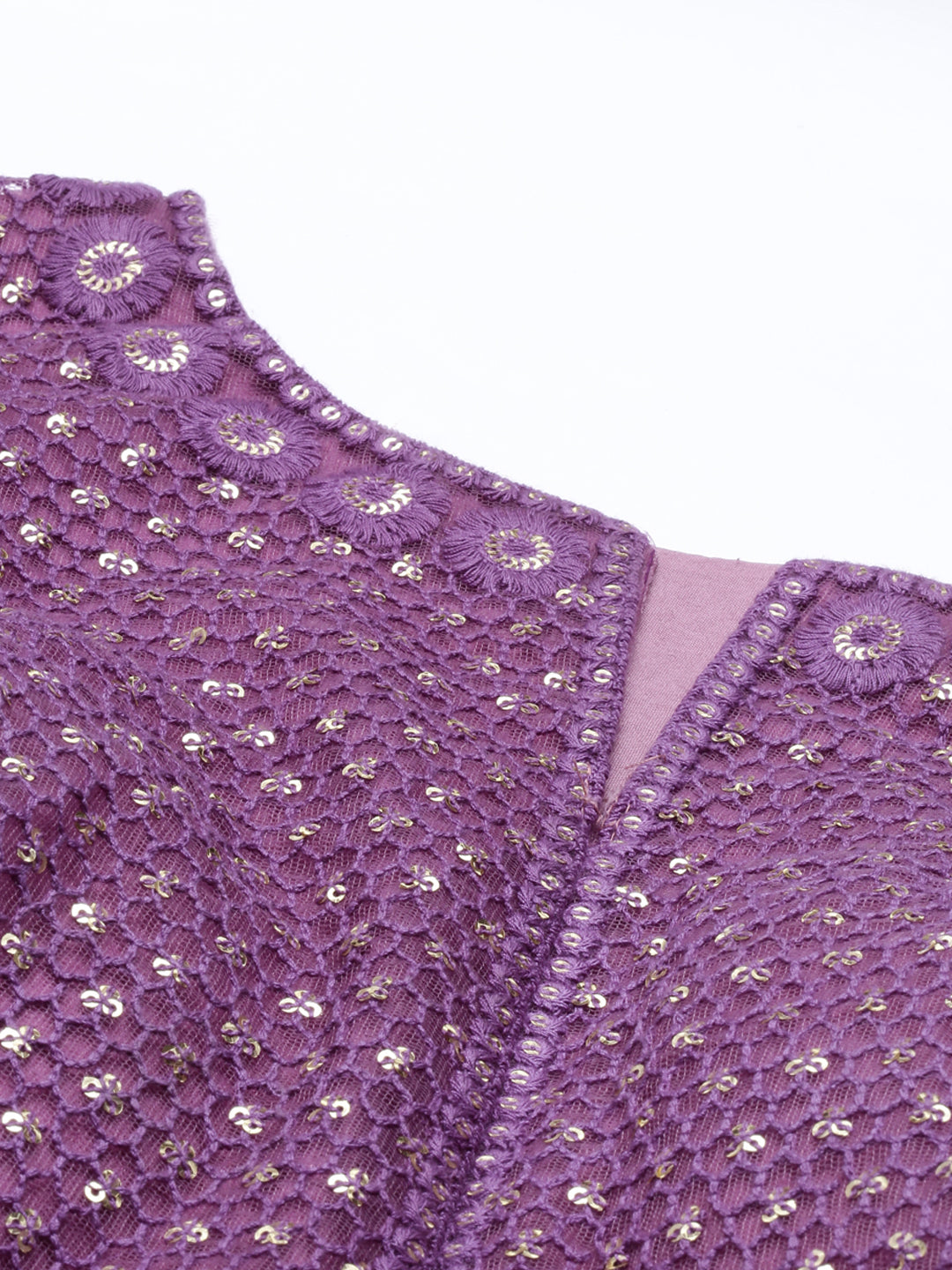 Neerus Purple net embroidered gown - detail view 10