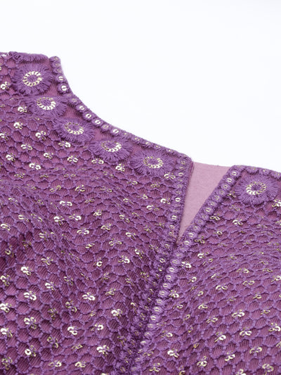 Neeru'S PURPLE color, NETT fabric Gown