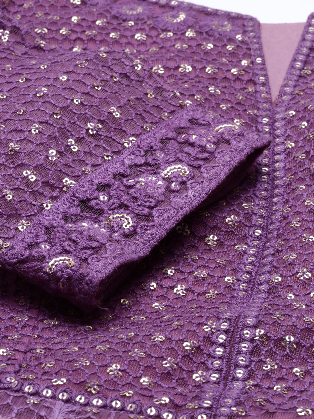 Neerus Purple net embroidered gown - detail view 1