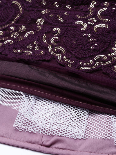 Neeru'S PURPLE color, NETT fabric Gown