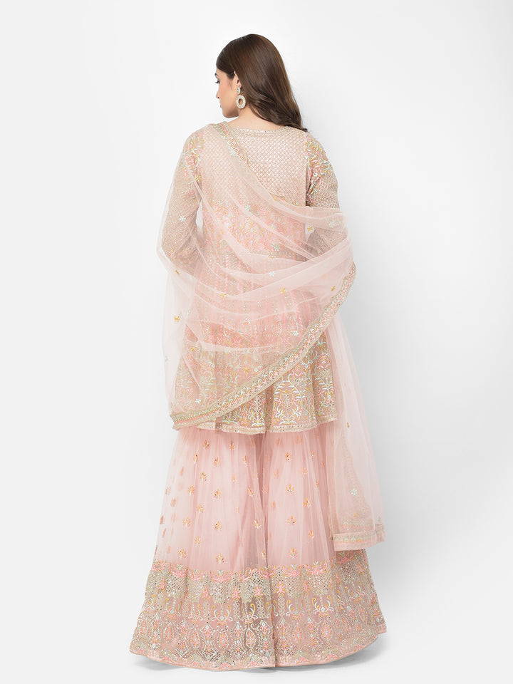 Neerus Peach Color Nett Fabric Salwar Kameez