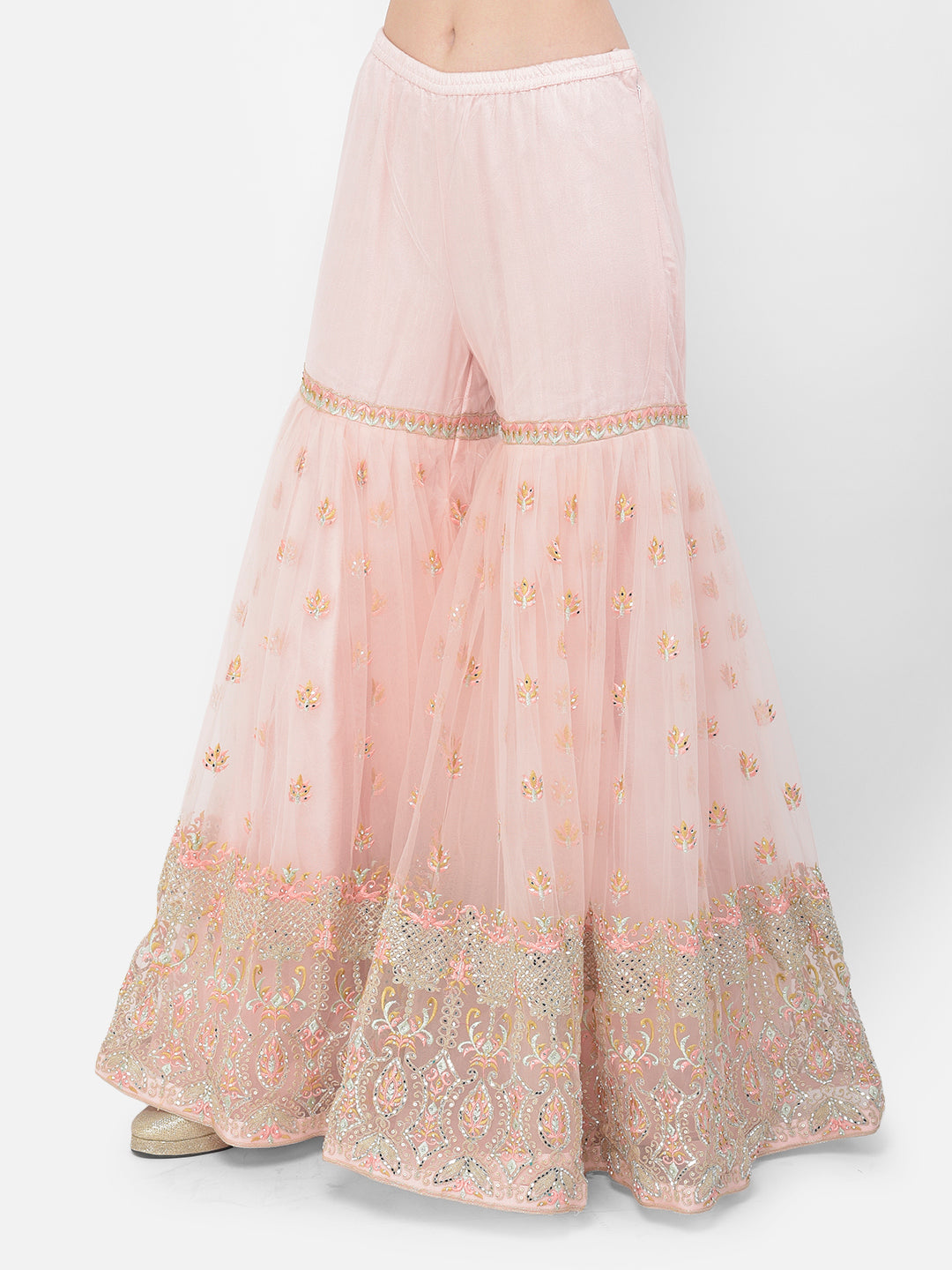 Neerus Peach Color Nett Fabric Salwar Kameez