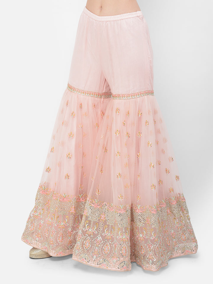 Neerus Peach Color Nett Fabric Salwar Kameez