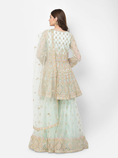 Neeru's pista color nett fabric salwar kameez