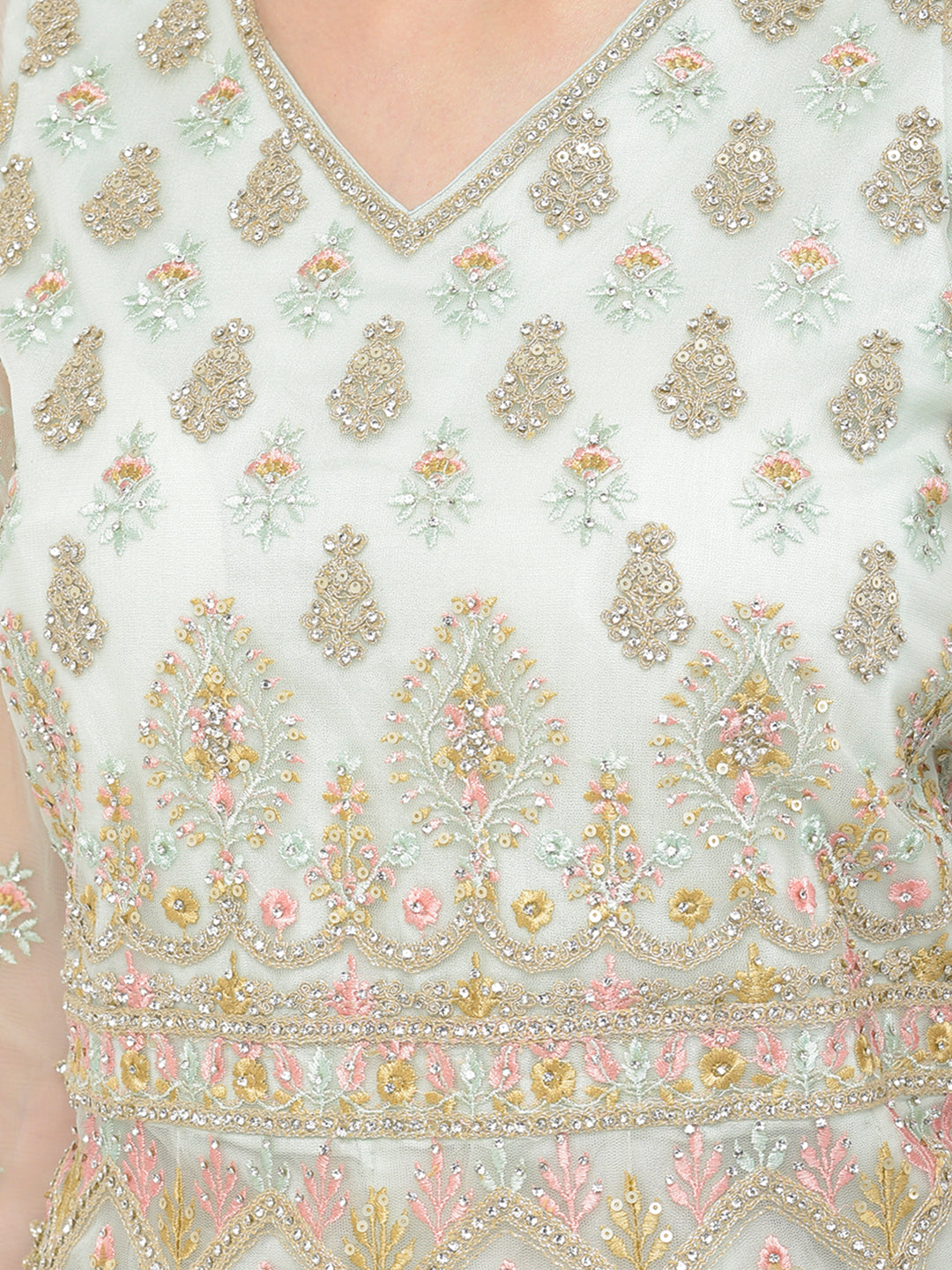 Neerus Pista Color Nett Fabric Salwar Kameez